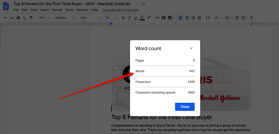 word count
